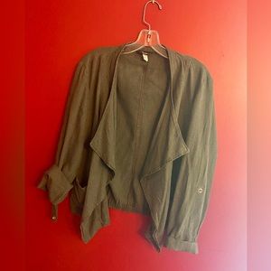 Army green, linen blend, light jacket, size Medium